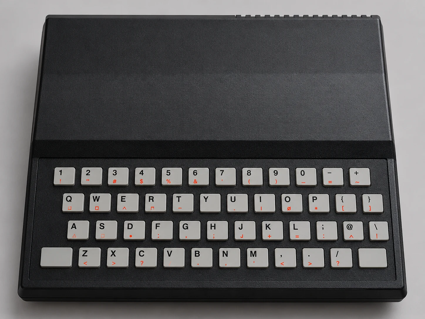 Illustration originale en gros plan d’un micro-ordinateur à clavier compact inspiré de l’époque du ZX81